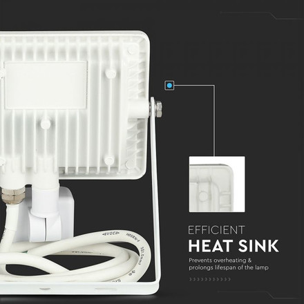 LED Прожектор със сензор 20W 4000К SAMSUNG ЧИП Бяло Тяло SKU 449 V-TAC