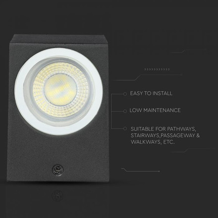 SKU 7510 Фасадно Тяло За Стена GU10 Алуминий Квадрат Черно Една Посока IP44 с марка V-TAC