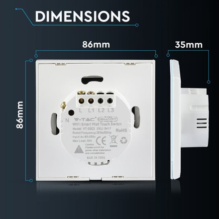 SKU 8417 WIFI SMART Touch Ключ Единичен Бял с марка V-TAC