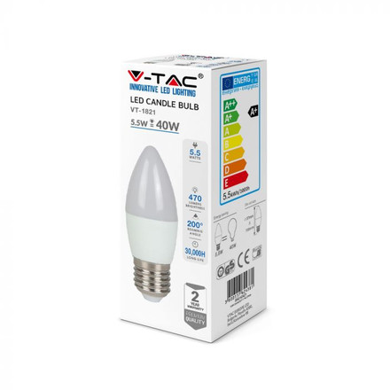 LED Крушка Е27 5.5W Кендъл 2700K SKU 43421 V-TAC