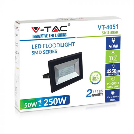 50W LED Floodlight SMD E-Series Black Body 4000K