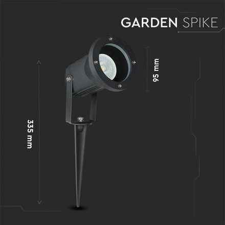 Garden Spike Aluminium Body GU10 Black IP65