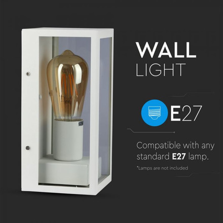 Wall Lamp 1*E27 Matt White Clear Glass 