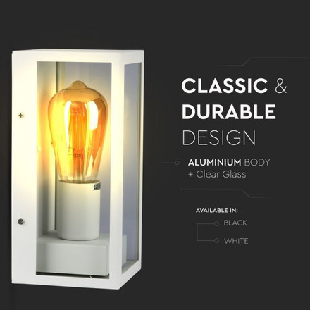 Wall Lamp 1*E27 Matt White Clear Glass 