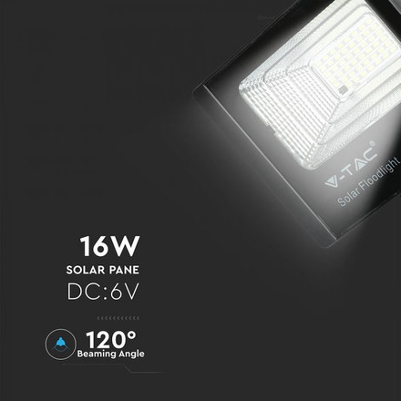 LED Прожекрор със соларен панел 16W 4000К SKU 8574 V-TAC
