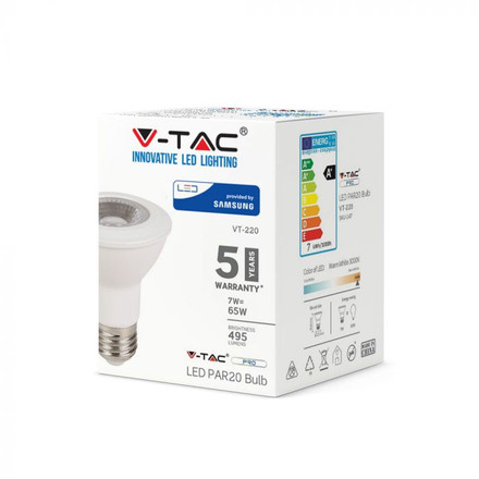 LED Bulb - SAMSUNG CHIP 7W E27 PAR20  Plastic 3000K