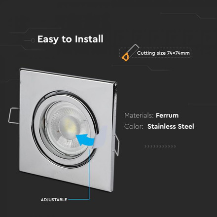 SKU 3474 GU10 Корпус Луна Квадрат Оринтируема Хром с марка V-TAC