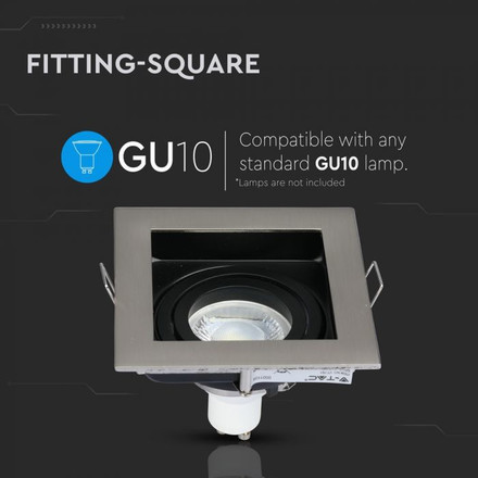 GU10 Fitting Square Satin Nickel 
