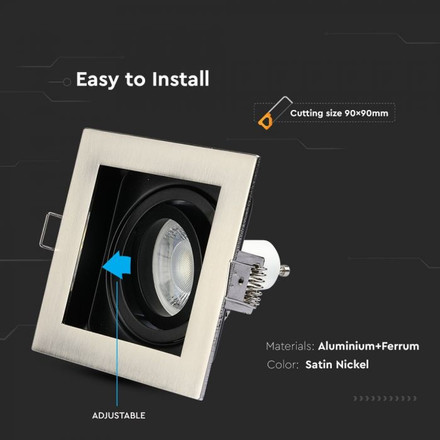 GU10 Fitting Square Satin Nickel 