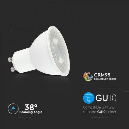 LED Крушка GU10 6W 4000К CRI 95+ Пластик с лупа SKU 7498 V-TAC