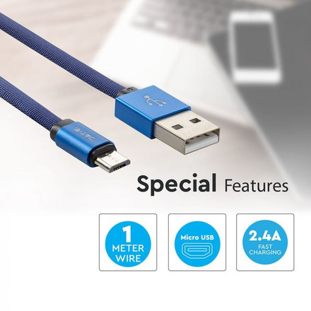 SKU 8496 1 M Micro USB Кабел Син - Ruby Серия с марка V-TAC