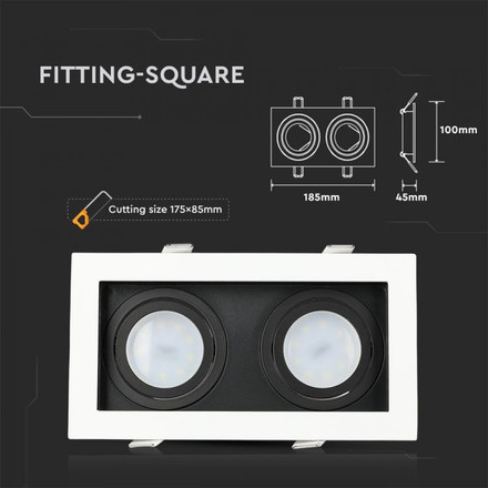 2xGU10 Fitting Square White+Black 