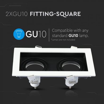 2xGU10 Fitting Square White+Black 