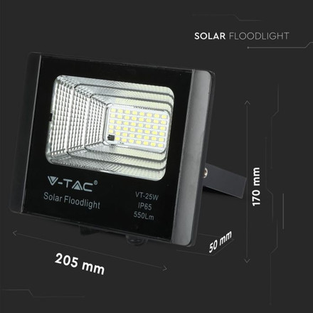 LED Прожекрор със соларен панел 12W 4000К SKU 8573 V-TAC