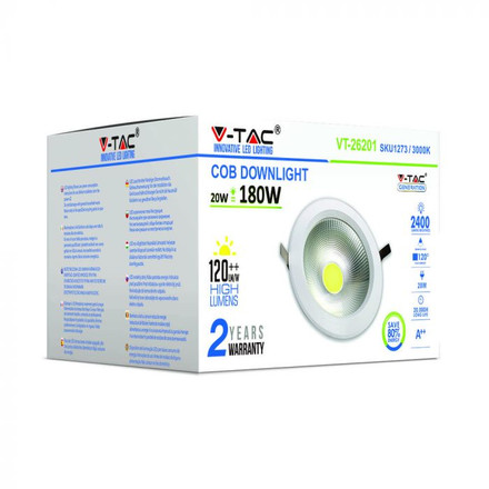 20W LED COB Downlight Round A++ 120Lm/W 6000K 