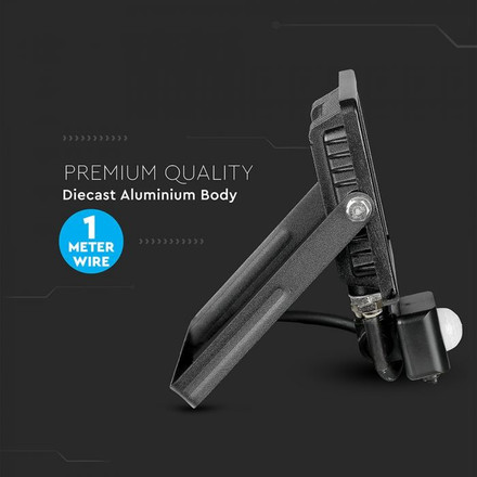 LED Прожектор със сензор 20W 3000К SAMSUNG ЧИП Черно Тяло SKU 451 V-TAC