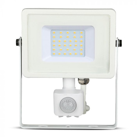 LED Прожектор със сензор 30W 4000К SAMSUNG ЧИП Бяло Тяло SKU 458 V-TAC