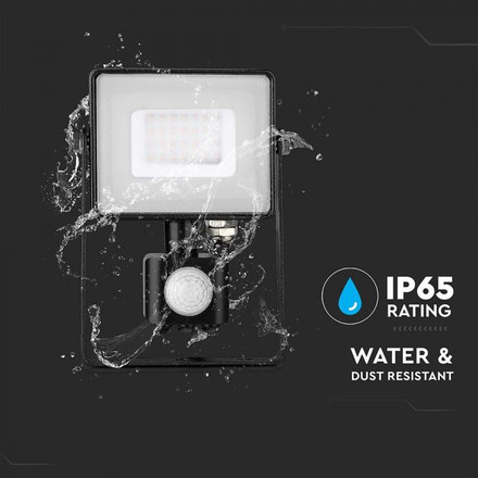 30W LED Sensor Floodlight SAMSUNG CHIP Cut-OFF Function Black Body 6400K