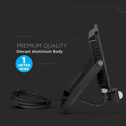 LED Прожектор със сензор 50W 3000К SAMSUNG ЧИП Черно Тяло SKU 469 V-TAC