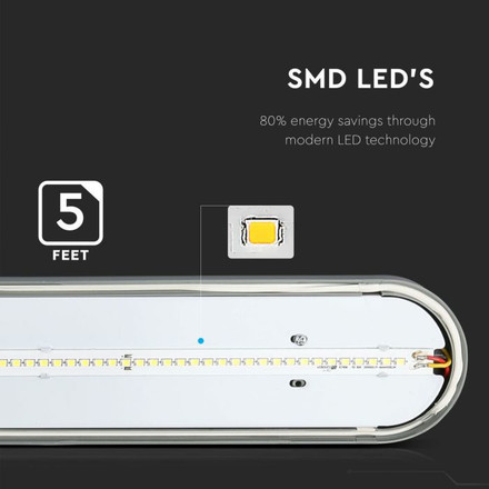 SKU 6185 LED Влагозащитено тяло PC/PC 1500mm 48W 6000K с марка V-TAC