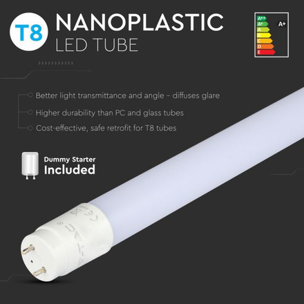 LED Tube T8 18W - 120 cm Nano Plastic Non Rotation 6400K