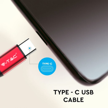 1 M Type C USB Cable Red  - Gold Series