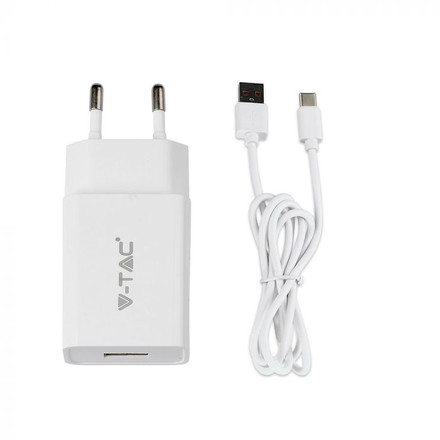 Charging Set With Travel Adapter Type C USB Cable White