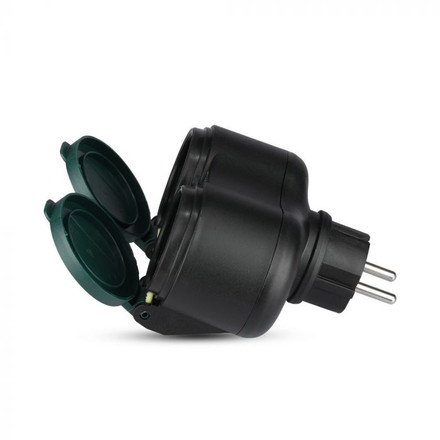 2 Ways Adapter 16A IP44 Black+Green