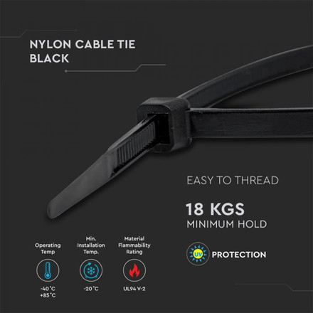 Cable Tie - 3.5*150mm Black 100pcs/Pack