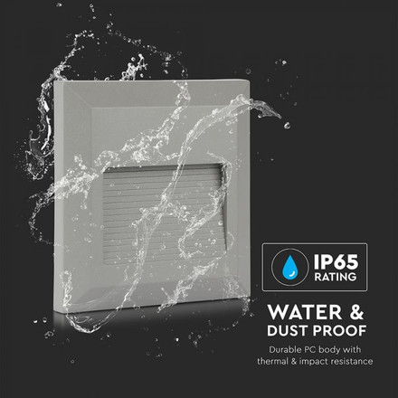 2W LED Step Light Grey Body Square 3000K