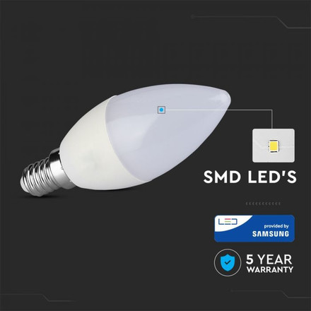 LED Bulb - SAMSUNG CHIP 4.5W E14 A++ Plastic Candle 3000K