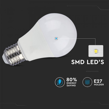 LED Крушка Е27 9W A60 Термо Пластик 3 Степенно Димируема 6400K 2Бр Блистер SKU 7290 V-TAC