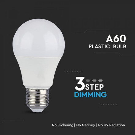 LED Bulb - 9W E27 A60 Thermoplastic 3Step Dimming 4000K 2 PCS/Blister - NEW   