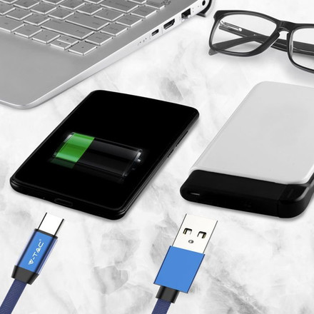 SKU 8630 1 M Type C USB Кабел Син - Ruby Серия с марка V-TAC