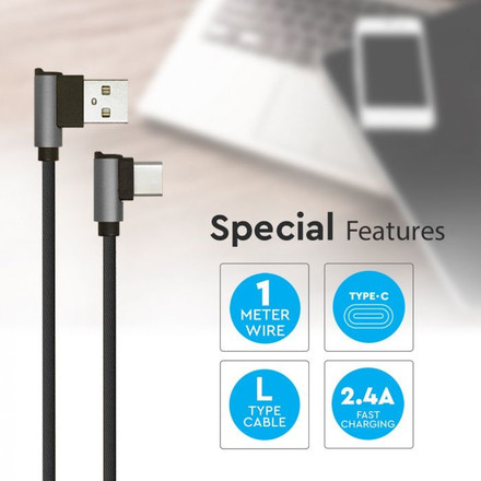 1 M Type C USB Cable Black - Diamond Series 