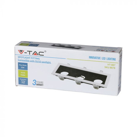 SKU 8878 3хGU10 Корпус Квадрат Бял+Черен с марка V-TAC