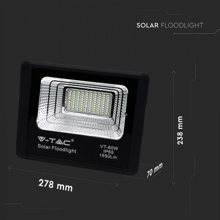 LED Прожекрор със соларен панел 20W 4000К SKU 8575 V-TAC