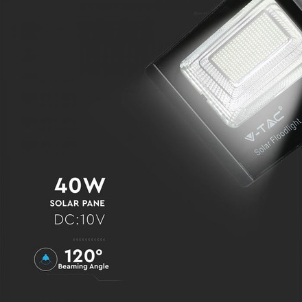 LED Прожекрор със соларен панел 40W 4000К SKU 8577 V-TAC