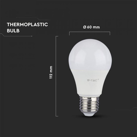 LED Bulb - SAMSUNG CHIP 8.5W E27 A++ A60 Plastic 6400K
