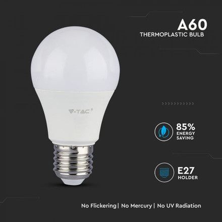 LED Крушка Е27 8.5W SAMSUNG ЧИП A++ A60 6400K SKU 254 V-TAC