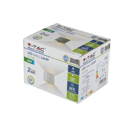 SKU 7091 6W Аплик Бяло Тяло Кръг IP65 4000K с марка V-TAC