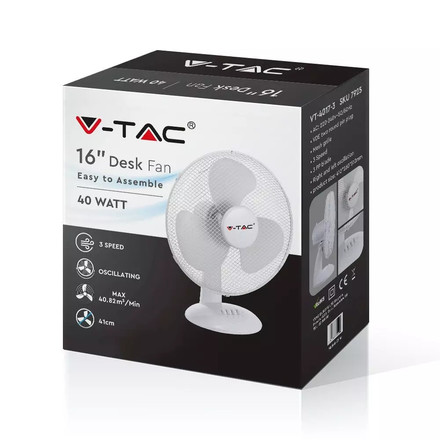 SKU 7925 40W Вентилатор Бял Настолен 16` с марка V-TAC