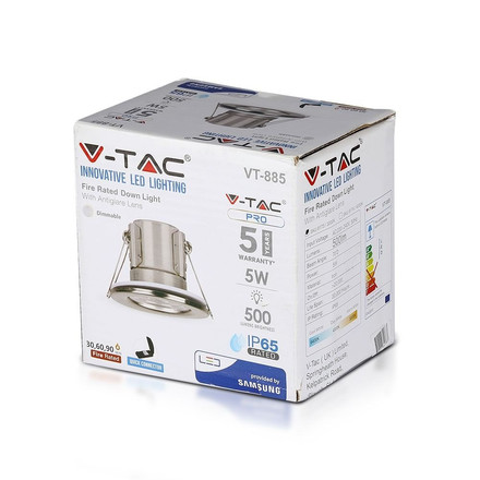 SKU 8173 5W LED Луна Пожароустоичива Никел Димираща 3000К с марка V-TAC
