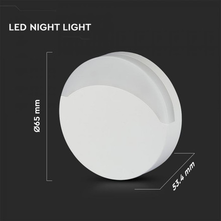 SKU 824 LED Нощна Лампа За Контакт Кръгла 65x53.4mm 3000K с марка V-TAC