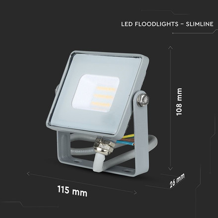 LED Прожектор 10W 6400К SAMSUNG ЧИП Сиво Тяло SKU 432 V-TAC