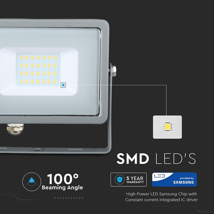 20W LED Floodlight SMD SAMSUNG CHIP Grаy Body 6400K