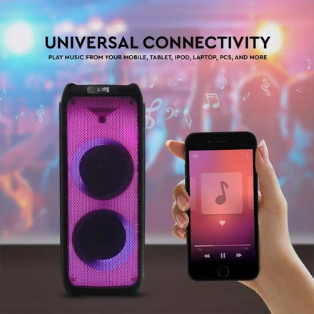 SKU 8982 100W Презараждаема Колона С 1 Жичен Микрофон RF Контрол RGB 2*10 inch с марка V-TAC