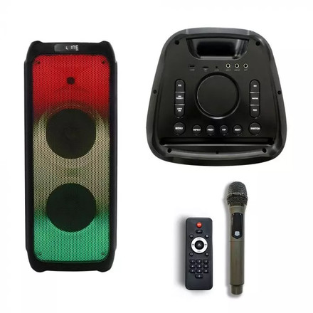 SKU 8982 100W Презараждаема Колона С 1 Жичен Микрофон RF Контрол RGB 2*10 inch с марка V-TAC