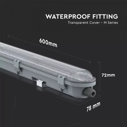 LED Waterproof Fitting M-SERIES 600mm 18W 4500K 120LM/W