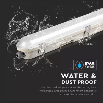 LED Waterproof Fitting M-SERIES 1200mm 36W 4000K Transperant SS Clip 120LM/W